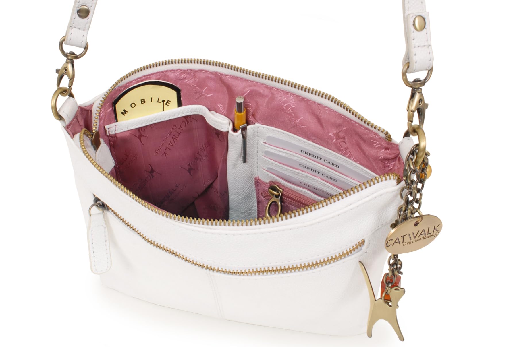 Catwalk Collection Handbags - Bolso Bandolera Pequeño de Mujer - Bolso de Mano de Piel Acolchado - Correa Ajustable - Bolsito de Verano - Josie
