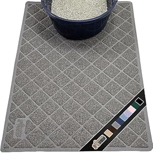 The Original Gorilla Grip Water Resistant Cat Litter Box Trapping Mat, Easy Clean, Textured Backing, Traps Mess for Cleaner Floors, Less Waste, Stays in Place for Cats, Soft on Paws, 24×17 Gray