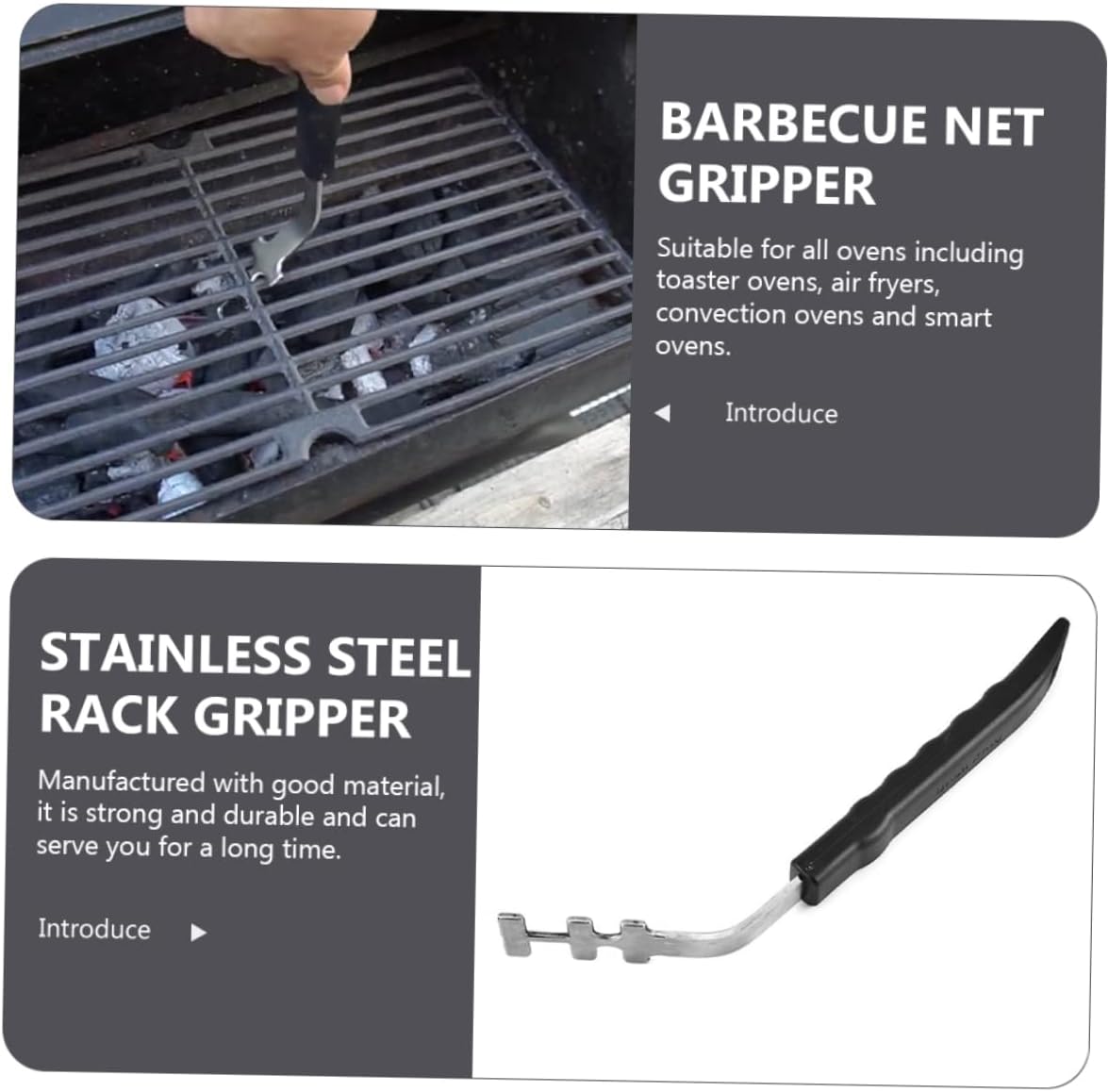 Xmas 2pcs Stainless Steel Grill Grate Lifter Anti Scald Barbecue Net
