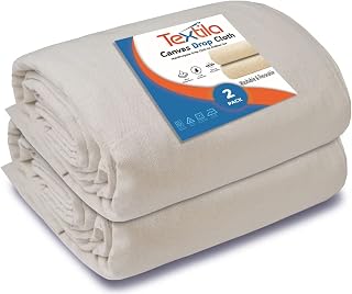 All Purpose Canvas Drop Cloth - Canvas Tarp, 6x9 Ft Pack of 2 - Canvas Fabric Drop Cloth Curtain, Drop Cloth for Painting, Floor & Furniture Protection, Paint Drop Cloth 8 Ounces Thick Fabric