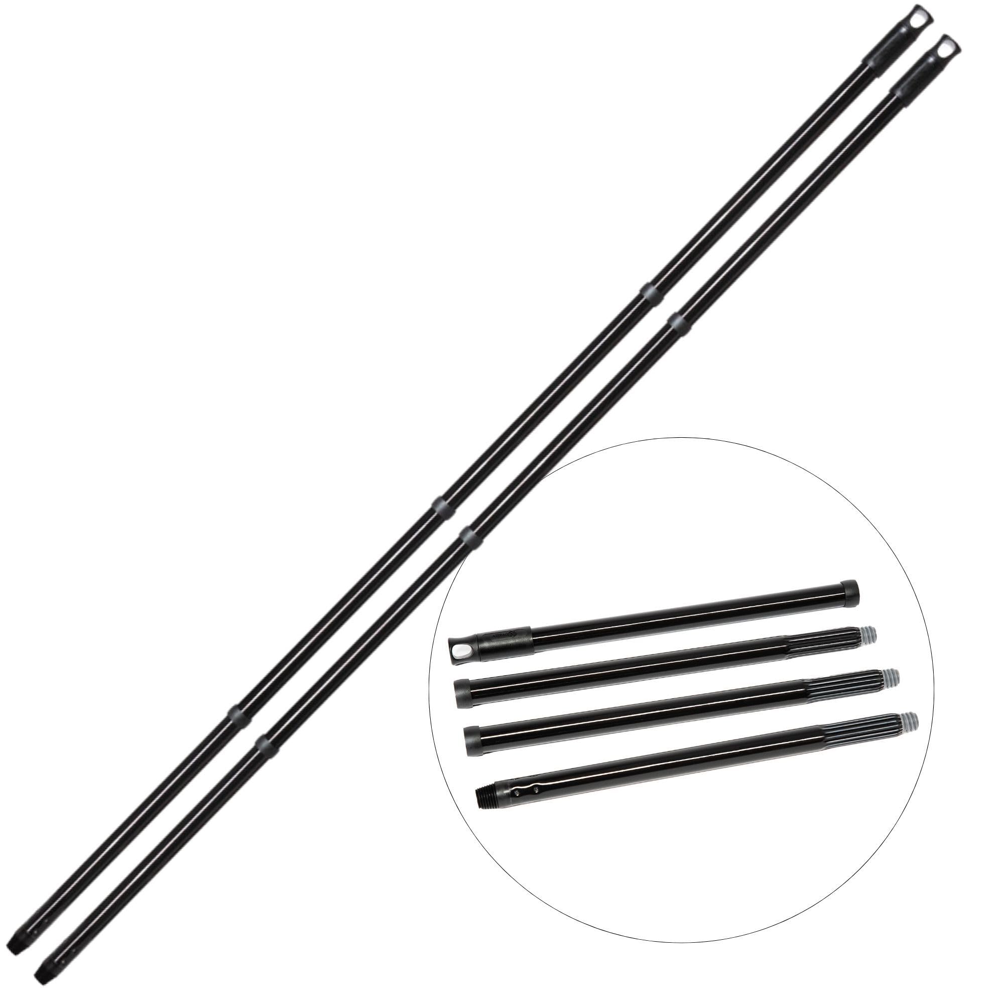 Novaliv 2x Vielseitiger Premium Schraub-Besenstiel 137 cm - 2,6 cm Stabil Langlebig Schwarz Verstellbar 137 cm auf 94,5 cm Perfekt für Kehren, Schrubben & Fensterputzen Hochwertige Metallkonstruktion