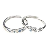 Meiliyizu Rings, 2pcs Luminous Star Finger Rings Glow in the Dark Couple Rings Adjustable Open Rings Decoration Fashionable Accessories