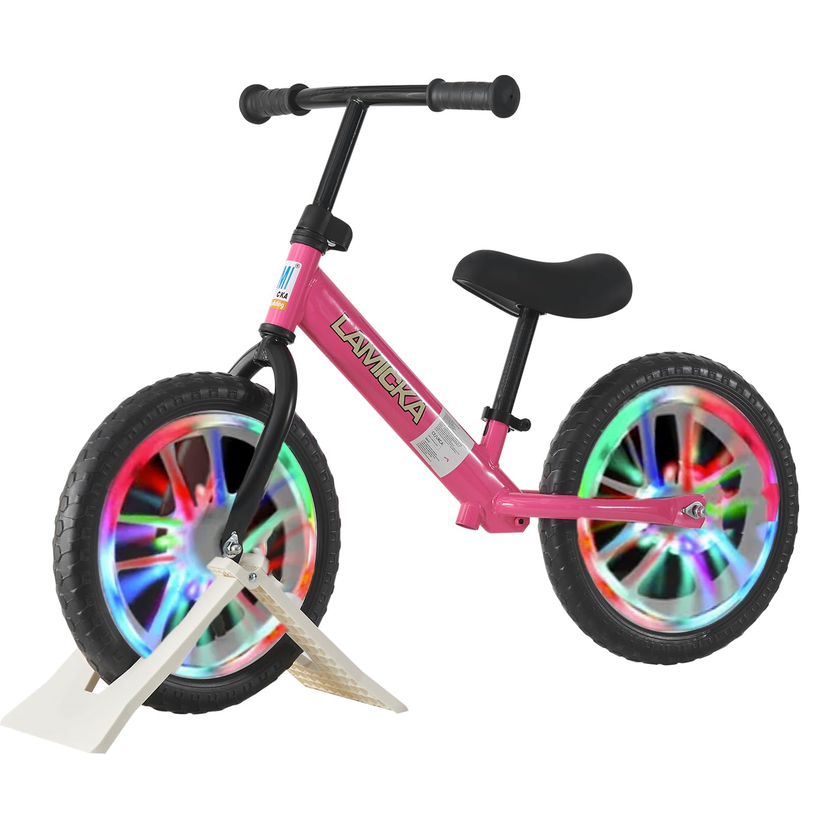 BSTSEL 12" Balance Bike Stride Walking Bike, With Adjustable Handlebar And Seat Wheel With Light No Pedal Training Bicycle Flat-Free Tires (12 inch Pink) — image 1