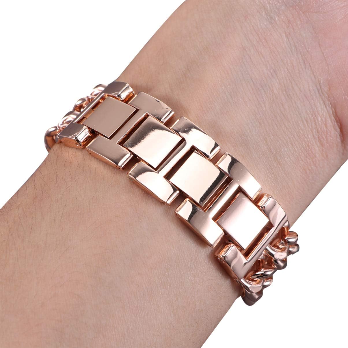 Hemobllo Strap Replacement Double Row Chain Smart Watch Band Stainless Steel Wristband for - Image 4