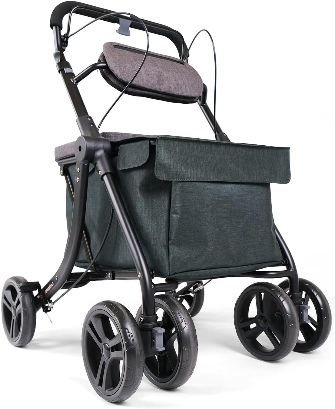Shopping Trolley with Wheels and Seat Shopping Carts for Groceries Folding Shopping Cart Spacious Basket, Green