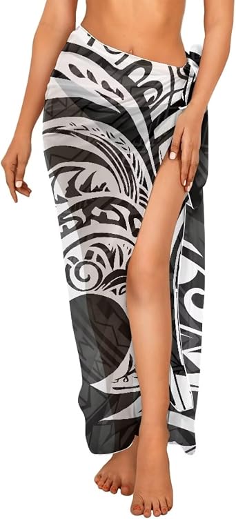 Polynesian Chiffon Sarong Cover Up Swimsuit Scarf Coverup Beach Wrap Sheer Bikini Wraps for Women