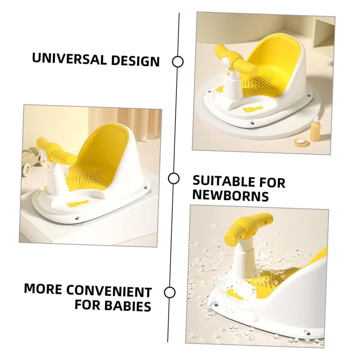 Toddmomy Bath Seat for Tub and Shower Bath Chair Non-Slip Yellow Mesh for Newborns to 12 Months