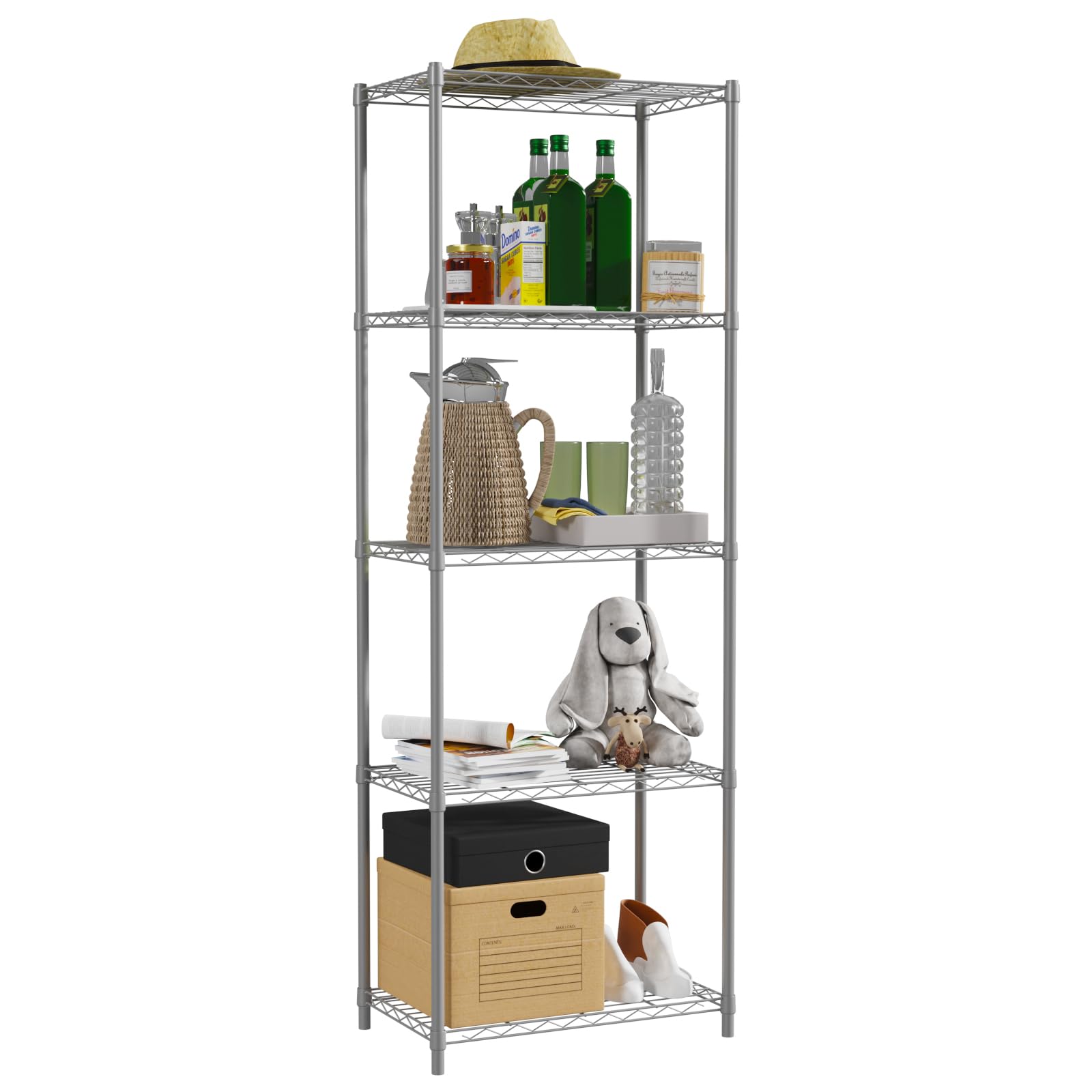 ZHAZHADI 5 Tier Fixed Layer Spacing Storage Shelf Metal Storage Rack zhazhadi-5-tier-fixed-layer-spacing-storage-shelf-metal-storage-rack