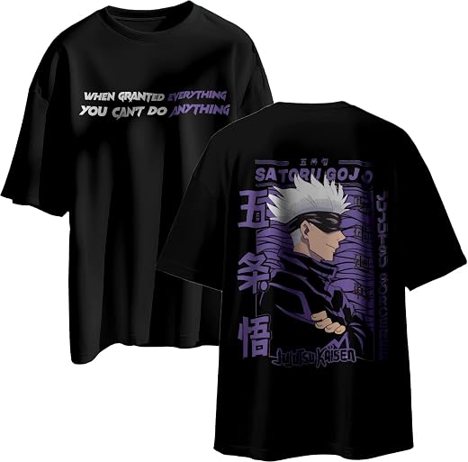 Rocky Fab Gojo Satoru Oversized Anime T-Shirt – Premium Cotton, Streetwear Graphic Tee, Unisex Jujutsu Kaisen Merch