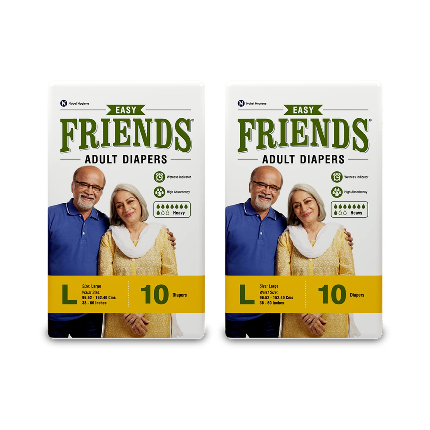 Friends Easy Adult Diapers Tape Style - 20 Count (Large) with odour lock, Unisex, Leakproof, Wetness Indicator and Anti-Bacterial Absorbent Core- Waist Size 32.68-59.84 inch; 83-152 cm-image-42