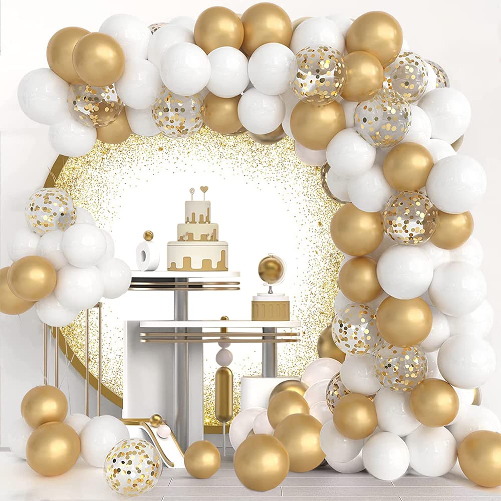 Sfondo rotondo bianco dorato in poliestere con paillettes glitter oro sfondo rotondo per adulti bambini baby shower compleanno festa di nozze decorazione cerchio sfondo copertura per servizi