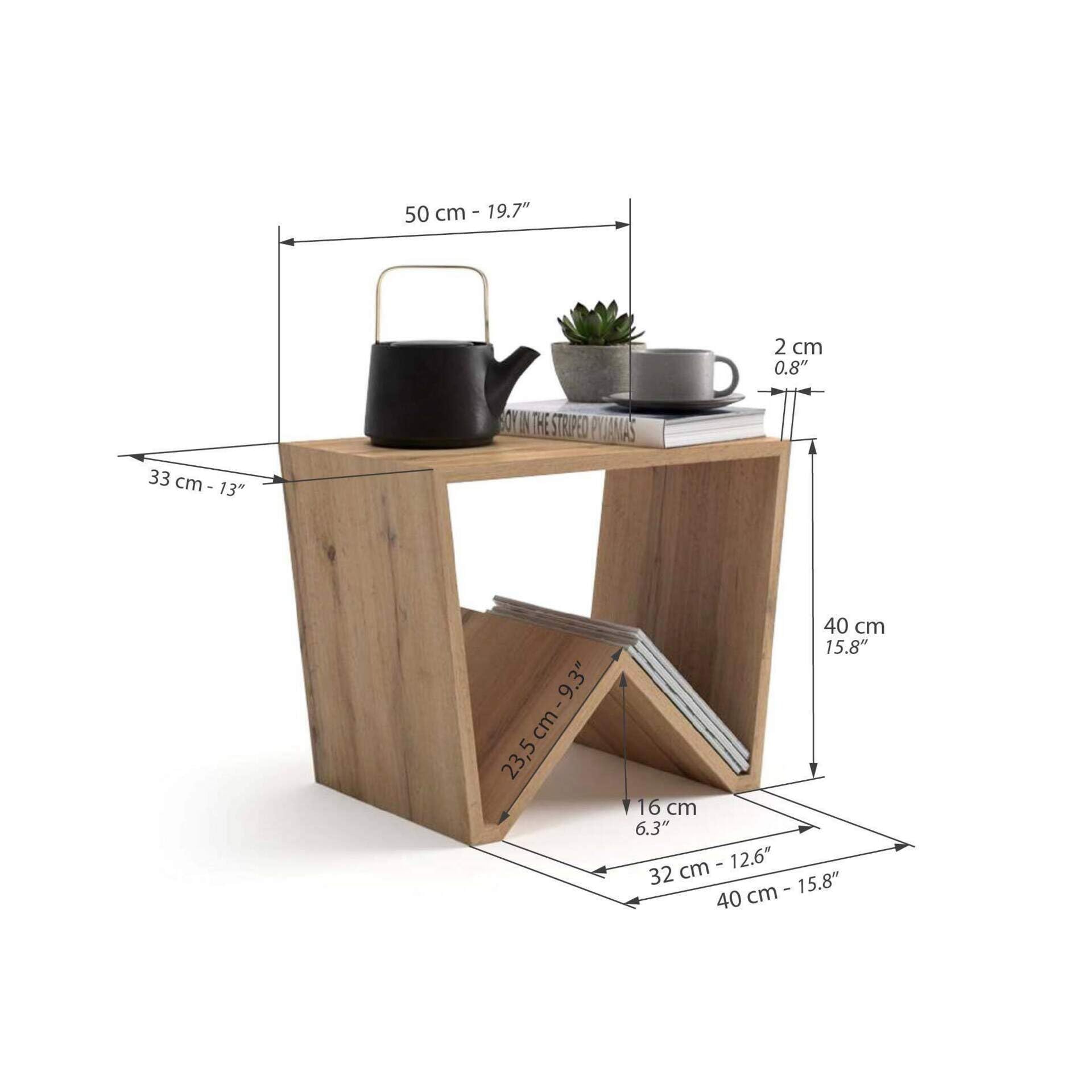 MOBILI FIVER, Mesa de Centro Emma, Color Madera rústica, mesita salón, mesita Auxiliar Baja, Made In Italy
