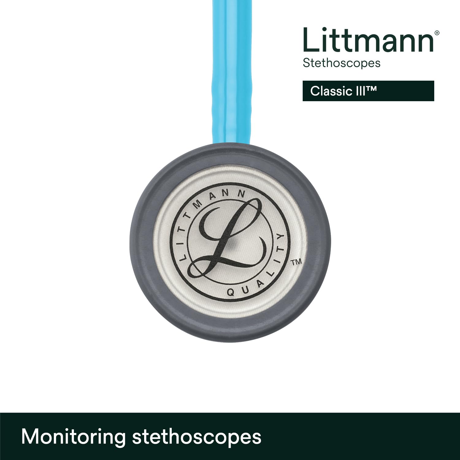 Littmann Classic III Estetoscopio Profesional, 5835, Tubo Turquesa | Pieza torácica de acero inoxidable. Para médicos, enfermería y estudiantes de medicina