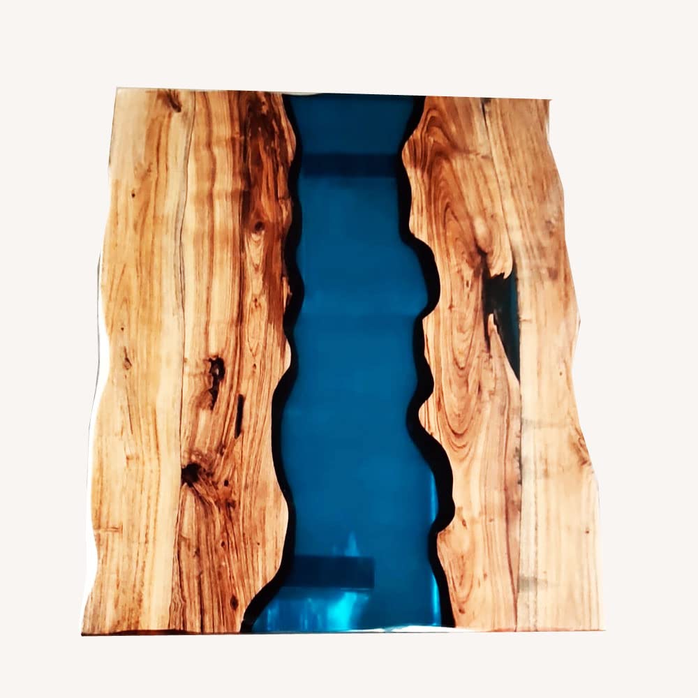 Buy HARIOMHANDICRAFTEXPORT Live Edge Blue Epoxy Resin Coffee Designer
