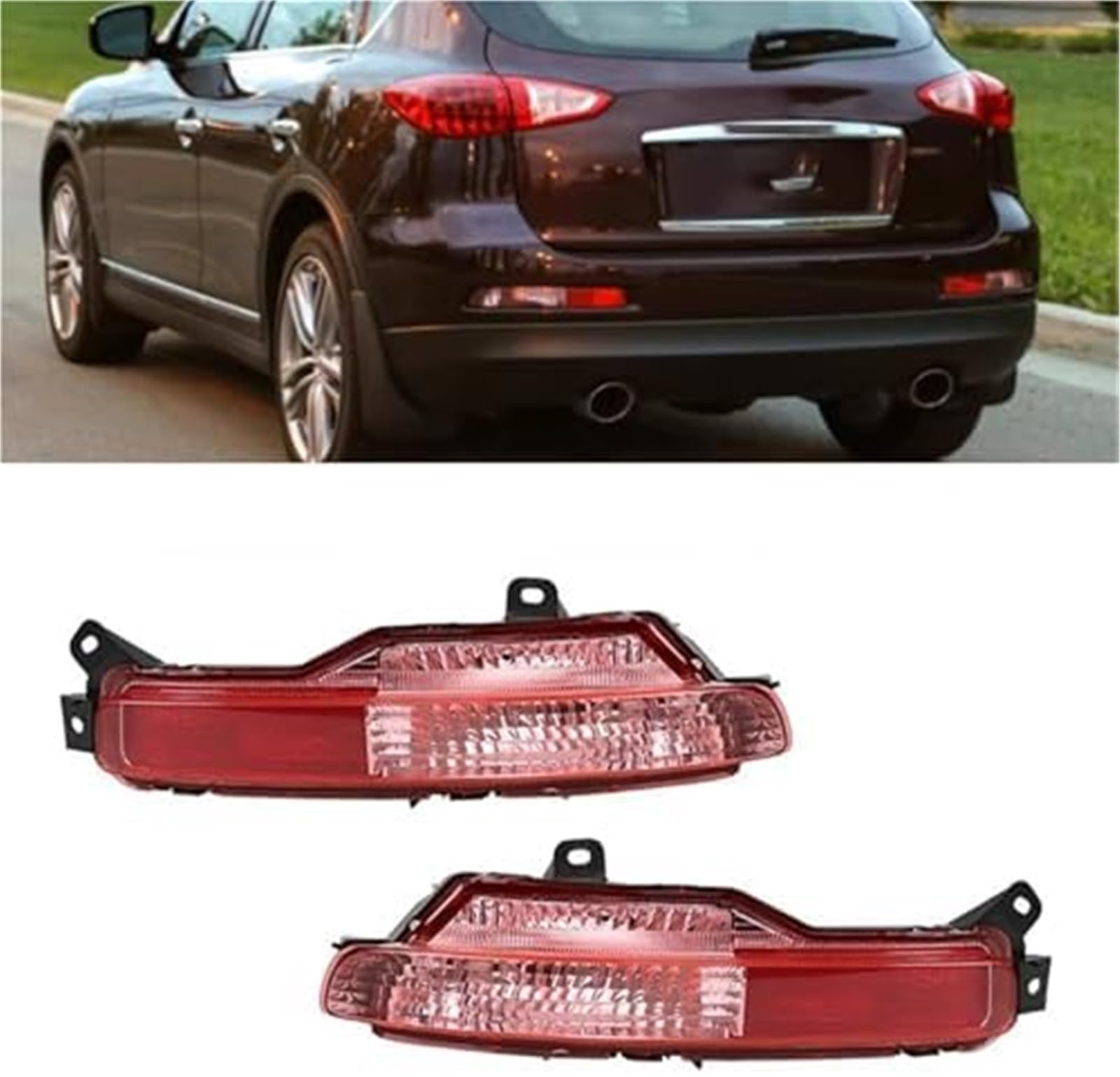 Tylne światło przeciwmgielne, dla Infiniti, dla Qx50 J50 2014 2015 2016 2017 zderzak samochodowy reflektor hamulca 265501BA1A 265501BA1C Lampka odblaskowa ostrzegawcza zderzaka(BLACK 1 pair)