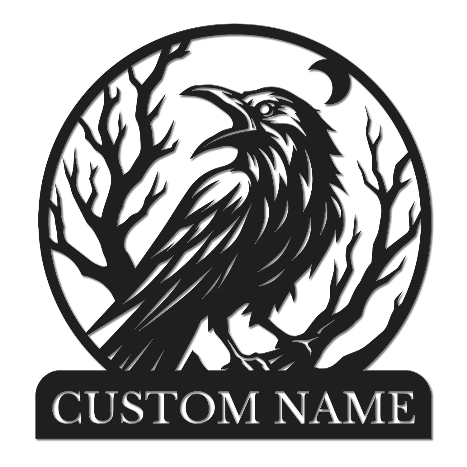 Herbraa Style-7 Personalized Crow Metal Sign, Custom Name Gothic Wall Art, Raven Themed Decor, Mystical Home Accent, Outdoor Garden Plaque, Nature Lover Present (Style-7)