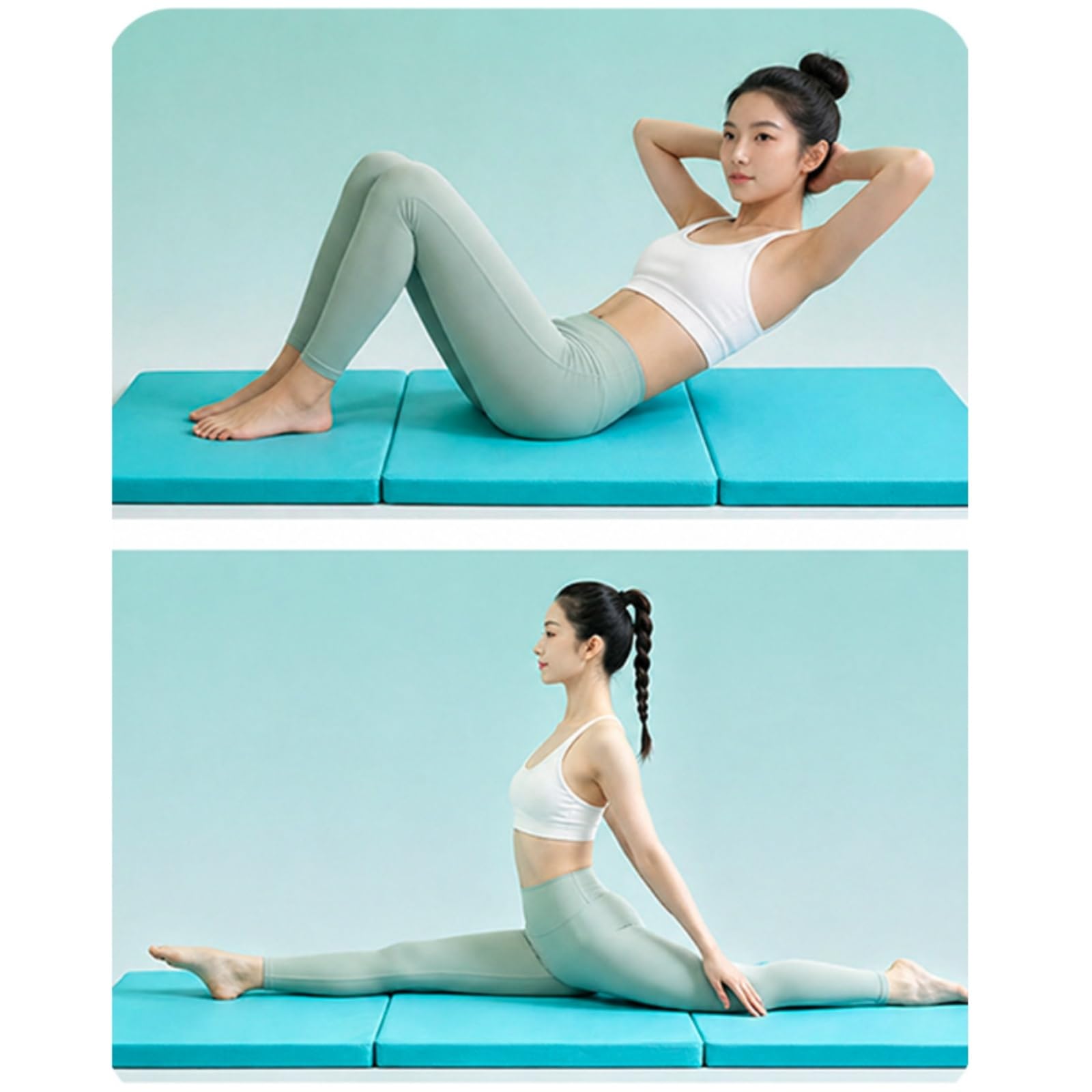 Tappetino Fitness Pieghevole Tappeto da, Blu Nuvola, Pieghevole In Tre/Blu Nuvola/Lunghezza Totale 180cm Singolo Pezzo 60 60 5cm/Pelle PVC A Pois