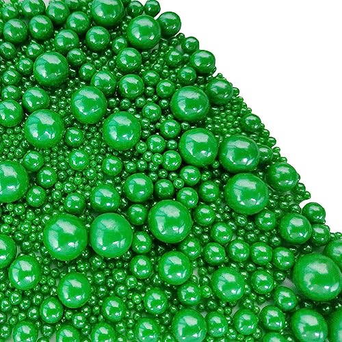 Image of Edible Christmas Green Sugar Pearls Candy Sprinkles 120G / 4.23Ounce Baking Cake Sprinkles Cupcake and Cake Topper Cookie Decorations Wedding Party Valentines Halloween Christmas Supplies