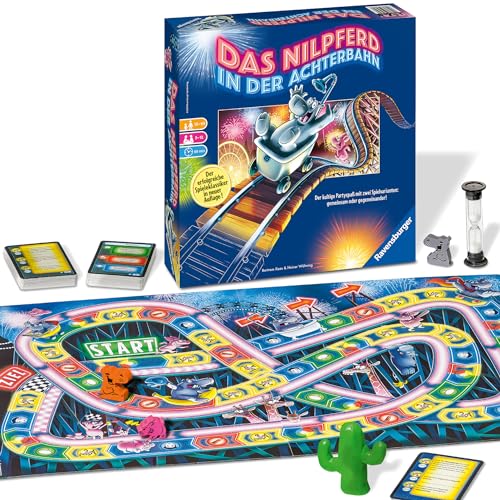 Ravensburger 26772 - Nilpferd in der Achterbahn - Gesellschaftsspiel für die ganze Familie, Spiel für Erwachsene und Kinder ab 10-99 Jahren, für 3-12 Spieler - Partyspiel, Silvesterspiel