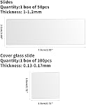 50 Pcs Pre Cleaned Microscope Slides,100 Pcs Pre Cleaned Microscope Cover Glasses,Microscope Slides and Cover Slips