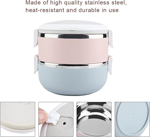 Miniatura 7 de Fiambrera + Fiambrera térmica portátil de acero inoxidable Contenedor de alimentos (2 capas)