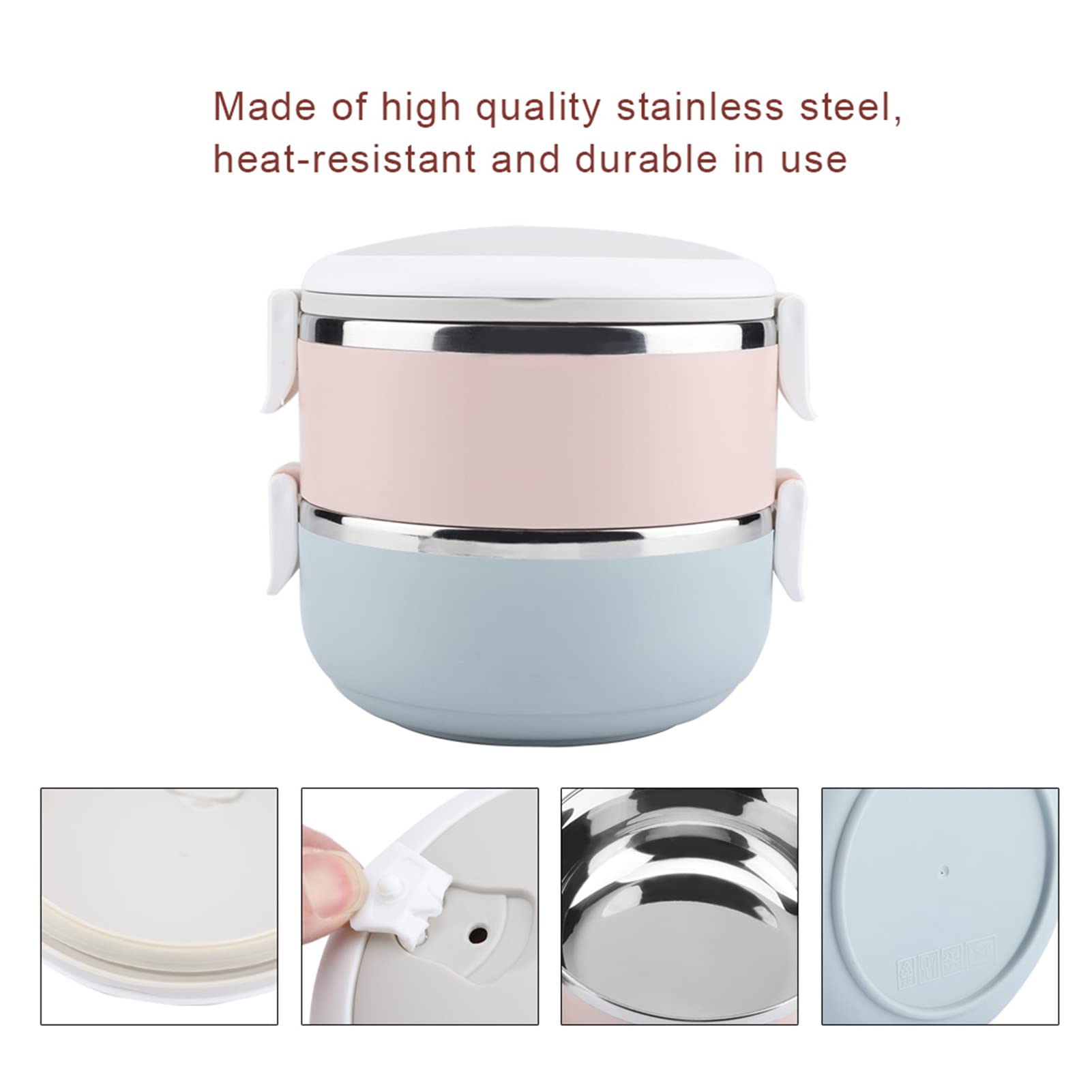 Boîte à déjeuner portable en acier inoxydable - 1400 ml au deuxième étage