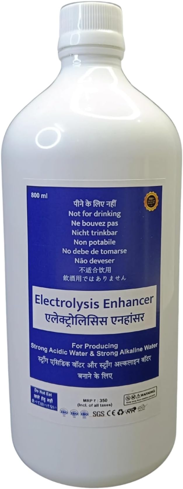 - Electrolysis Enhancer 800 ml - Exclusively for Water Ionizer Devices to produce Strong 2.5pH Acidic Water & Strong 11.5pH Alkaline Water (All 5 Types of Devices - SD501, JR4, Platinum, K8, Super 501)