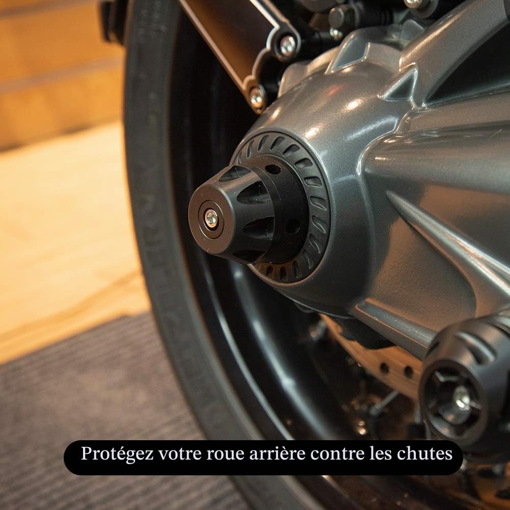 Moto pour R1250GS Refit Roue Fourche Essieu Curseurs Cap Pad Crash Protector Compatible avec B.M.W R1200GS R 1200 GS 2007-2012 RnineT R9T 2014-2018 (Noir)