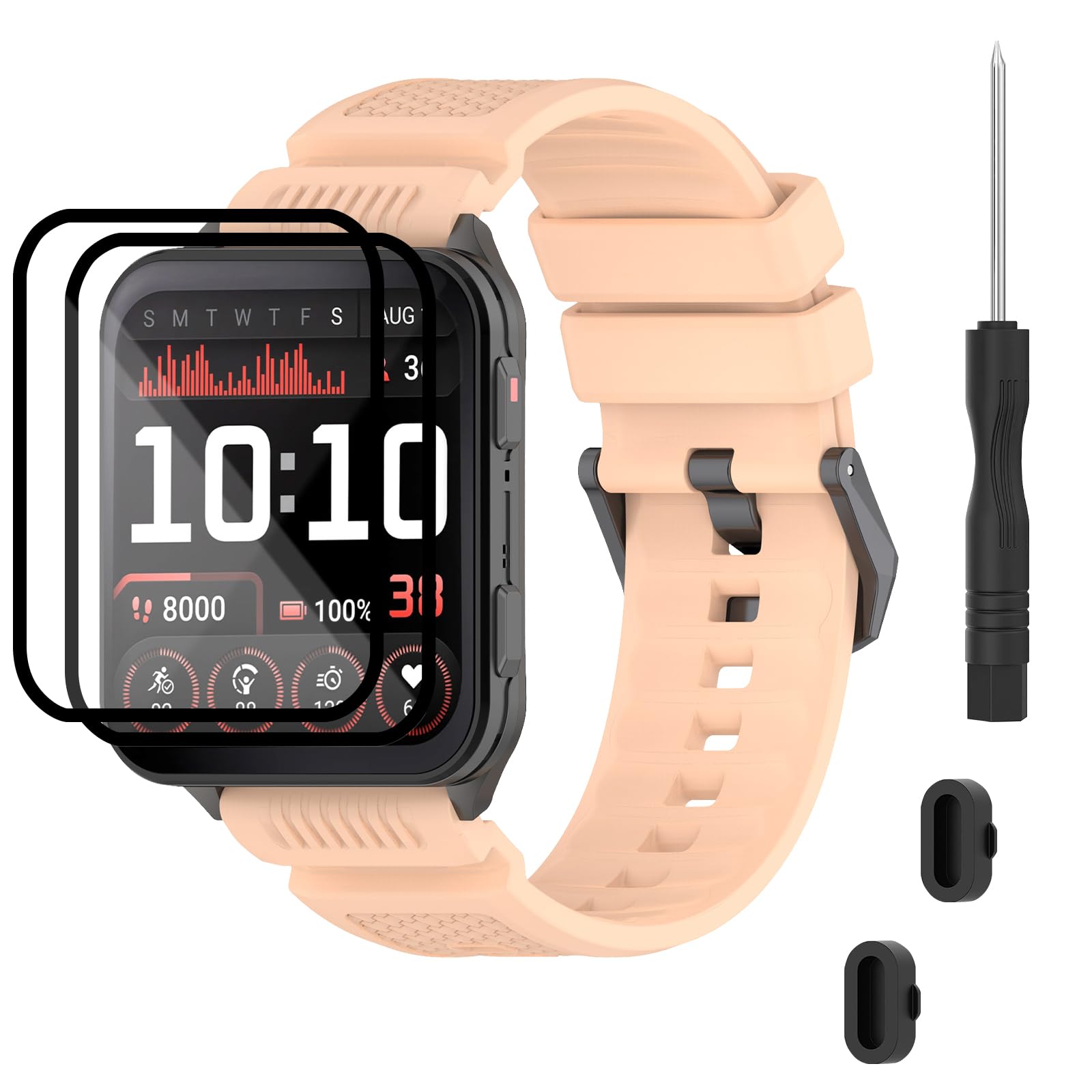 TopPerfekt Straps Compatible for Garmin Venu X1, Soft Silicone Watch Strap, Waterproof Adjustable Sport Replacement Wristbands for Venu X1 Smartwatch for Women and Men (Flesh Pink)