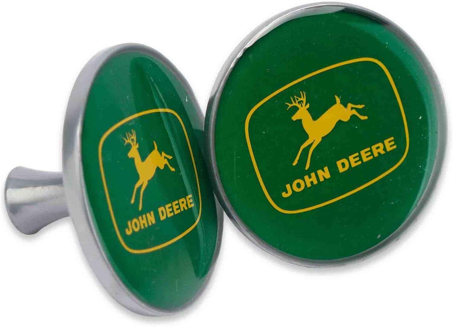 Open Road Brands John Deere Logo Acrylic Knobs - Functional John Deere Knobs for Dresser or Cabinet - Pack of 2