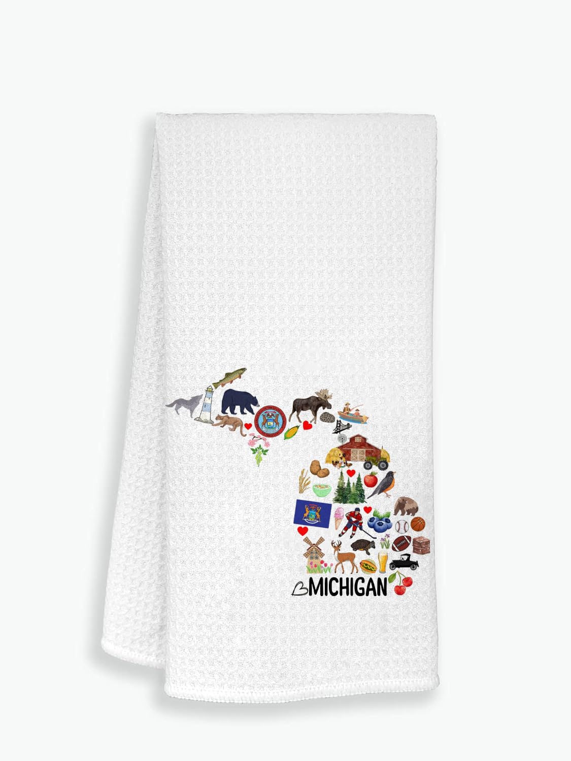 Michigan State Map Kitchen Towel, U.S. State Souvenir Tea Towel, Multi-Purpose Towel, Soft & Absorbent Kitchen Towel, Towel for Michigan Lovers, Travel Michigan Souvenir