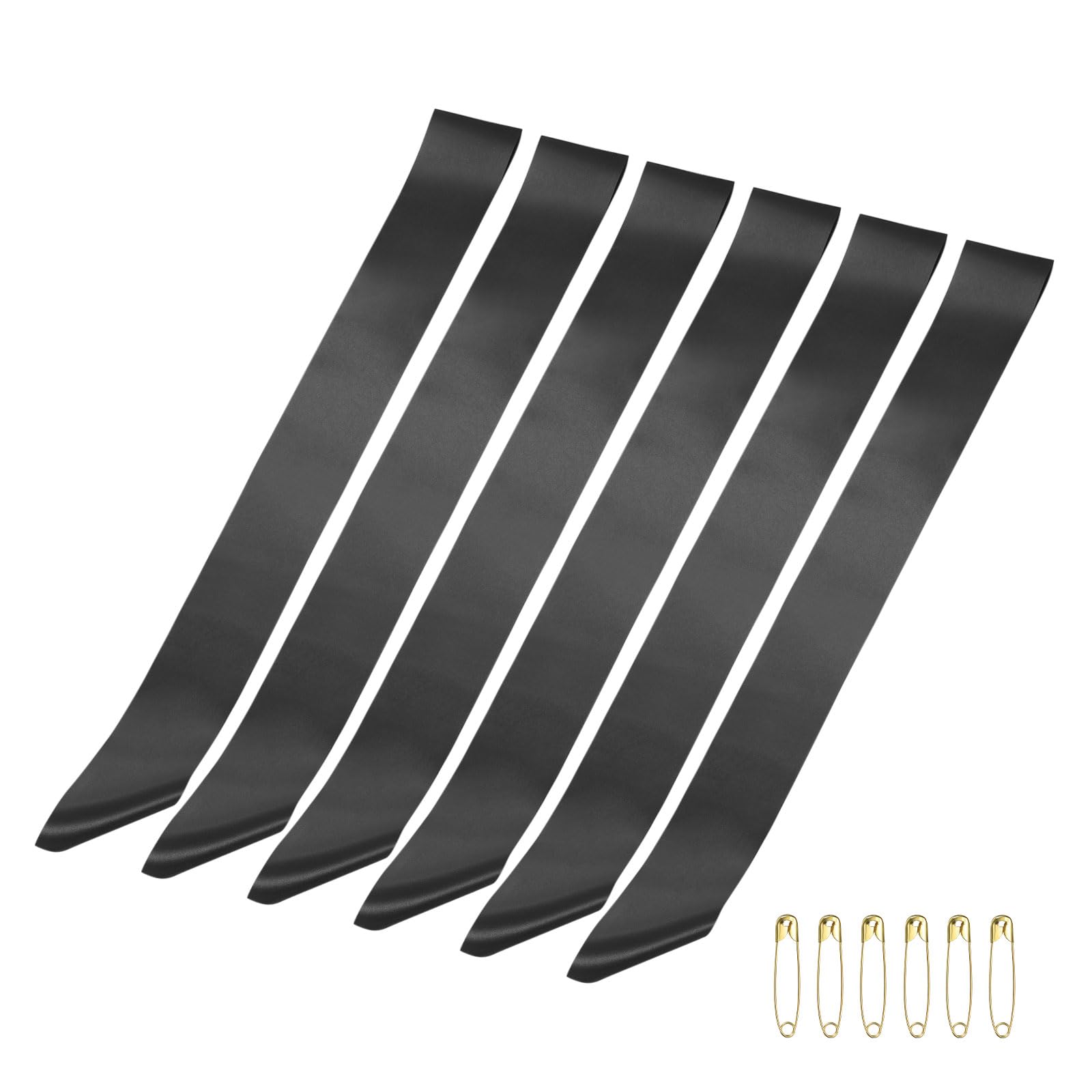 PATIKIL 160 x 9.5cm Blank Satin Sash, 6 Pcs Black Plain Prom Queen Satin Sashes for Pageant Prom Graduation Wedding Banquet Birthday Party DIY Decorations