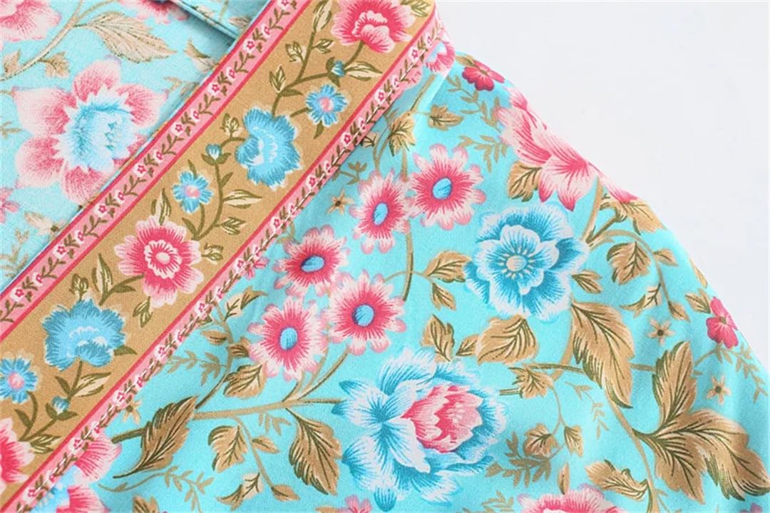 Wjnvfioo Kimono vintage con stampa floreale da donna con scollo a V e maniche a pipistrello