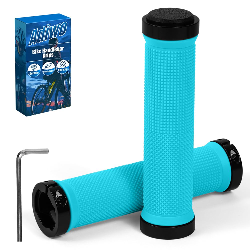 Adiwo Non-Slip Handlebar Grips, 1 Pair Professional Bike Handlebar Grips, Adult Mountain Bike Grips with Soft Anti-Slip Rubber, Ergonomic, Comes with 1 Allen Wrench, Suitable for Most Bicycles