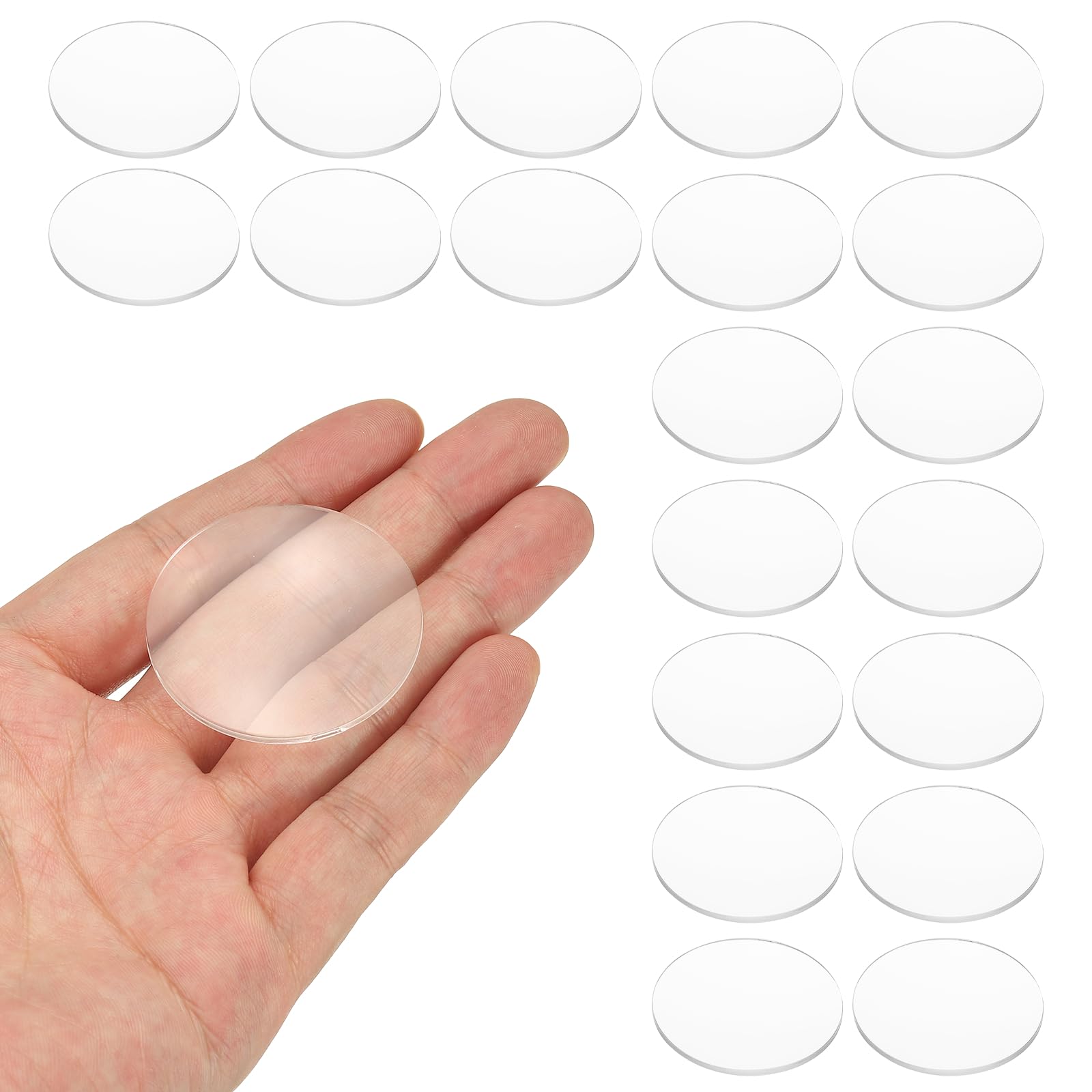 PATIKIL 20 Pack Biconvex Lens, 41mm Dia. 180mm Focal Length Optical Lenses Magnifier Paperweight Acrylic Double Convex for DIY Office Desk Home Science Experiment Telescope
