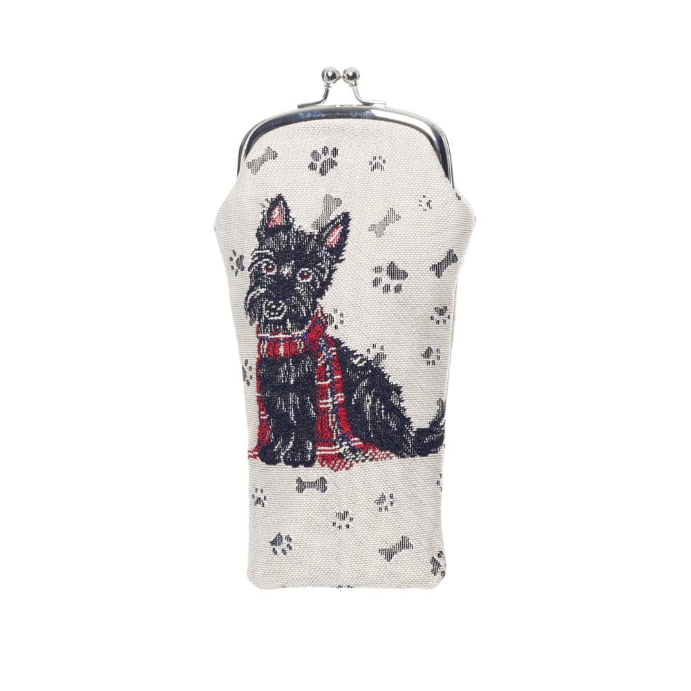 Signare Women's Scottie Tapestry Glasses Case For Eyeglass Case With Fashion Pattern Design (Scottie)