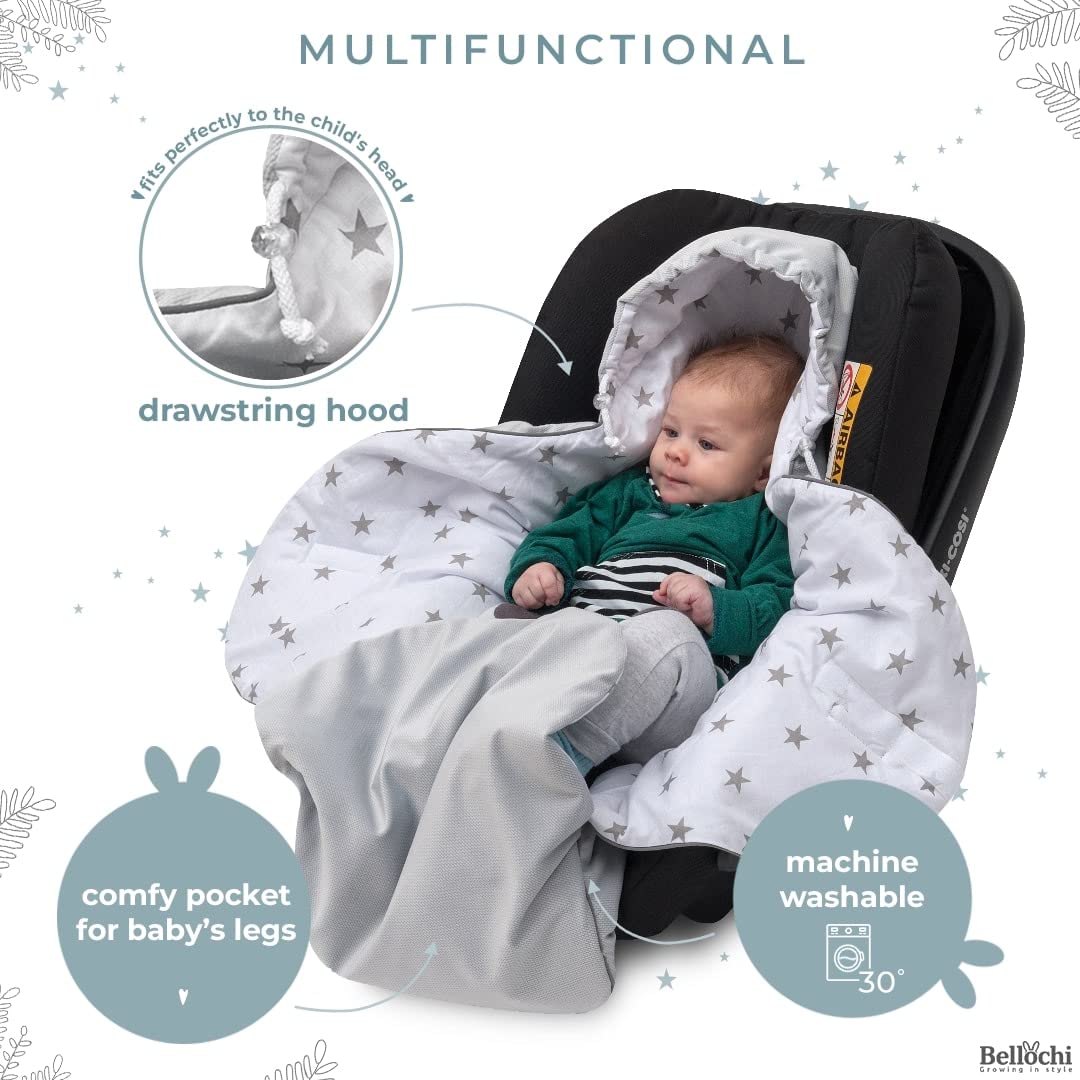 Bellochi Saco Capazo Bebe Universal Invierno - Acogedor Manta para Cochecitos de Bebé Sillas de Paseo o Sillas de Coche (p.ej. Maxi-Cosi y Römer) - Oeko-Tex - Secret Forest
