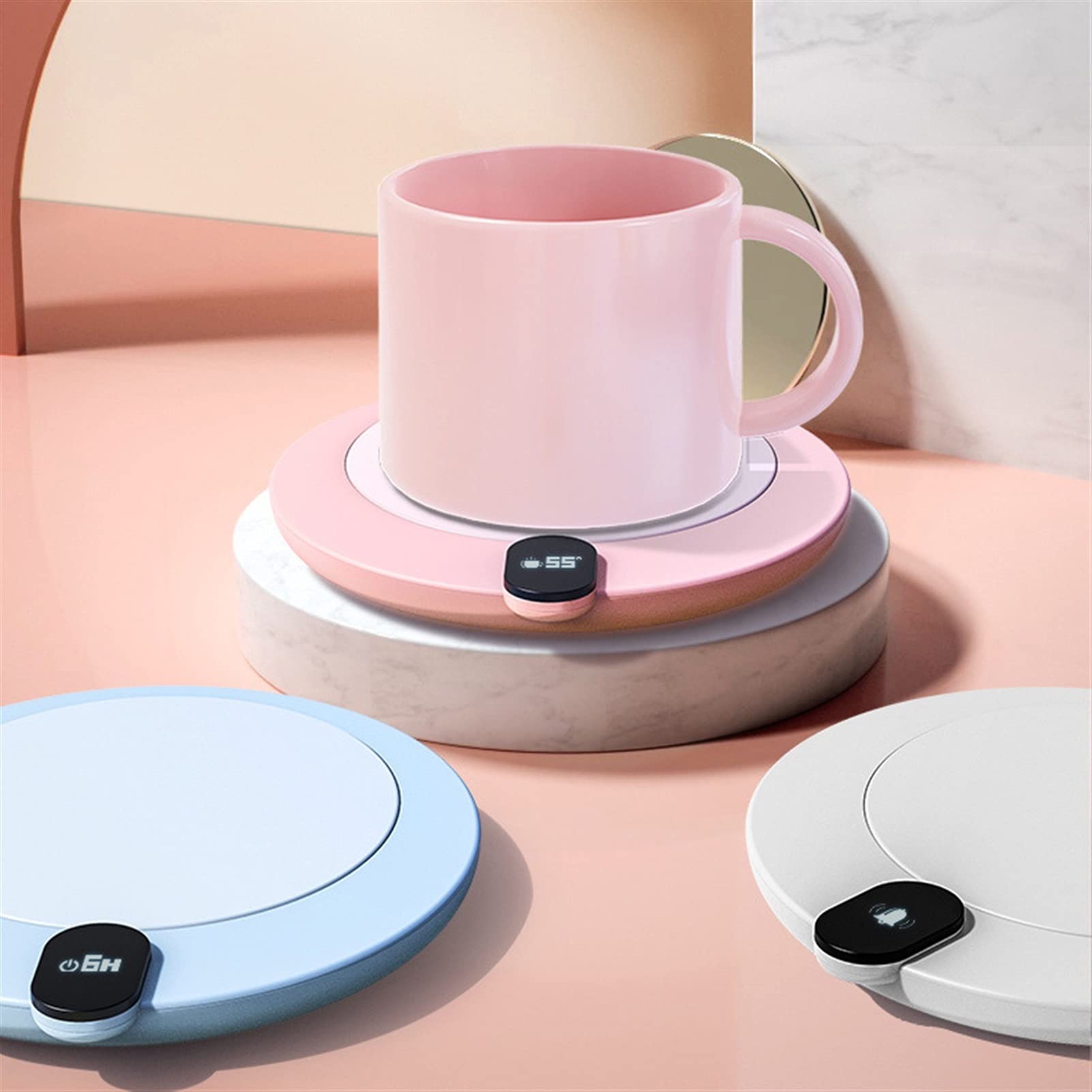 Calentador de Tazas de café para Escritorio con Apagado automático, Calentador de Tazas para café, Bebidas, té con Leche (Blanco)