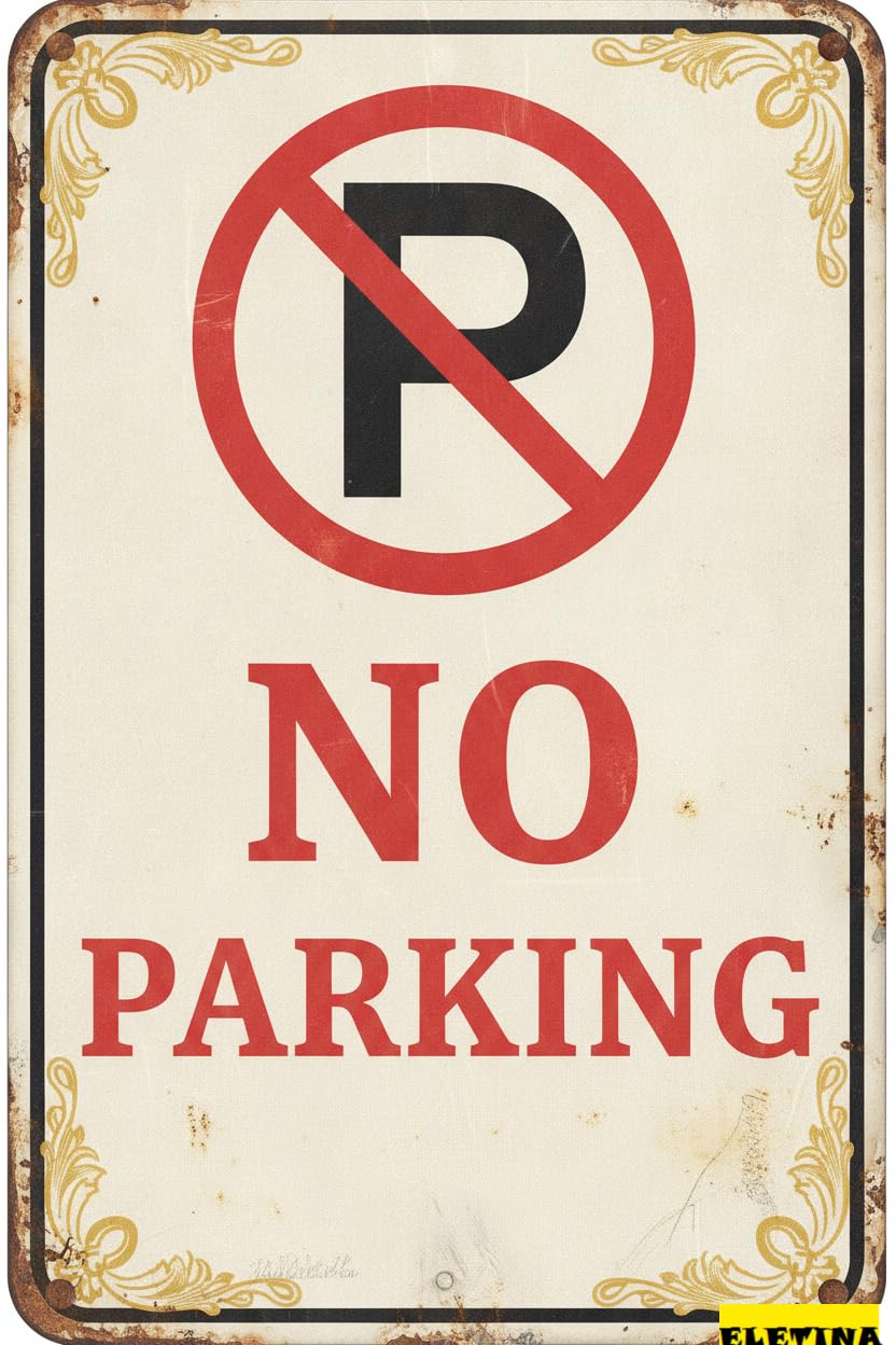 No Parking Metal Wall Art Warning Sign Yard Road Street Outdoor Driveway Business Wall Art Decor 8x12in