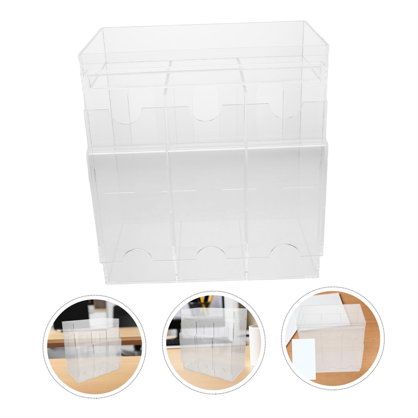 Organiseur de Cartes en Acrylique à Compartiments Multiples pour Cartes Nom