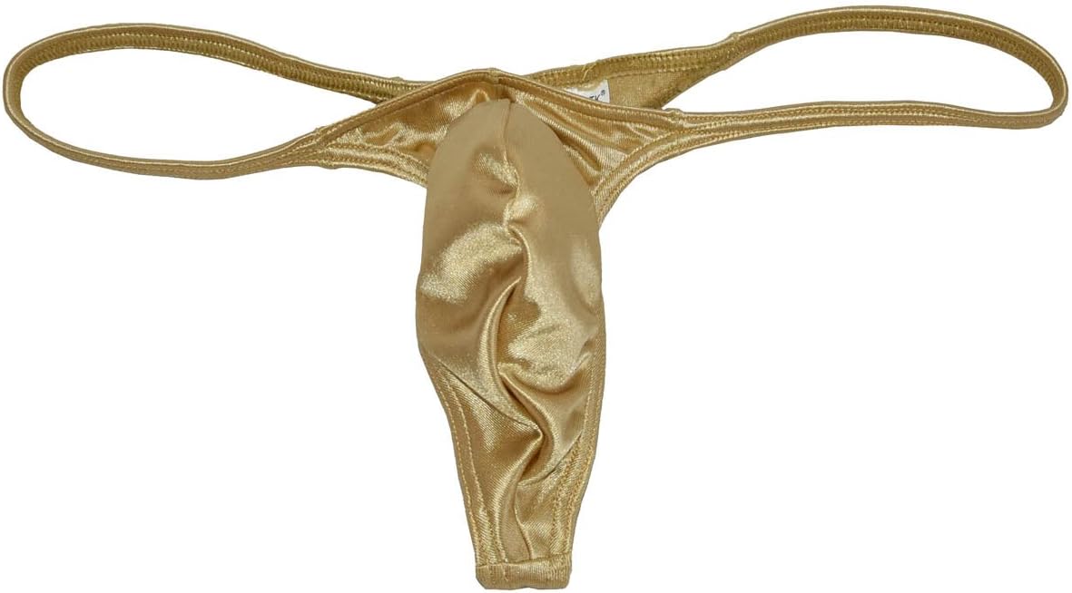 Men's Satin Thong Incorporate Pouch T-Back Guys Sexy Underwear Male String Mini Bikini