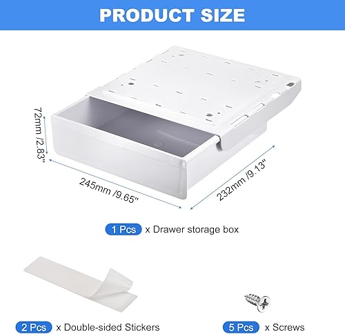 Miniatura 8 de uxcell Cajón para debajo del escritorio, 1 unidad, organizador de almacenamiento autoadhesivo de plástico para debajo del escritorio, almacenamiento
