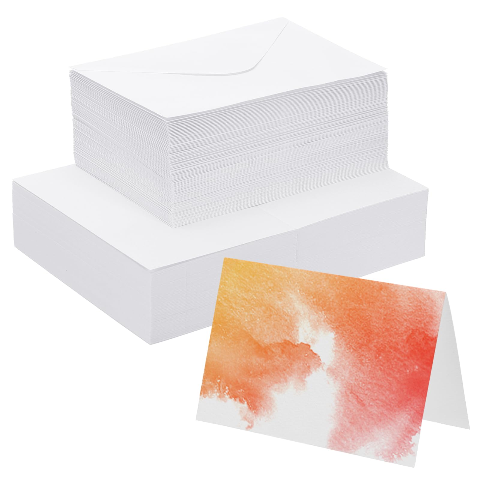 PATIKIL 50 Sets Pure Cotton Watercolor Cards 140lb/300 GSM Postcards Right Corners with Envelopes for Art Painting Creative Thank Notes, 4x6 Inch Foldable Size