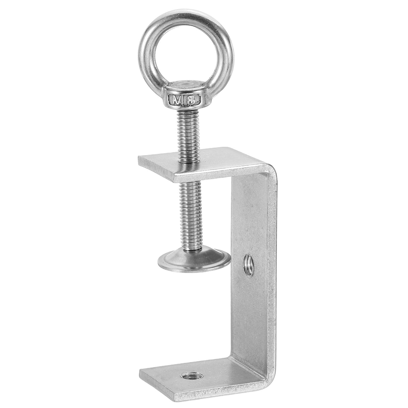 sourcing map 304 Stainless Steel C Clamps 75mm Square Mini Tiger Clamp Adjustable Heavy Duty Metal U Clip with Eye Hook Screw for Woodworking Welding Mounting, Silver