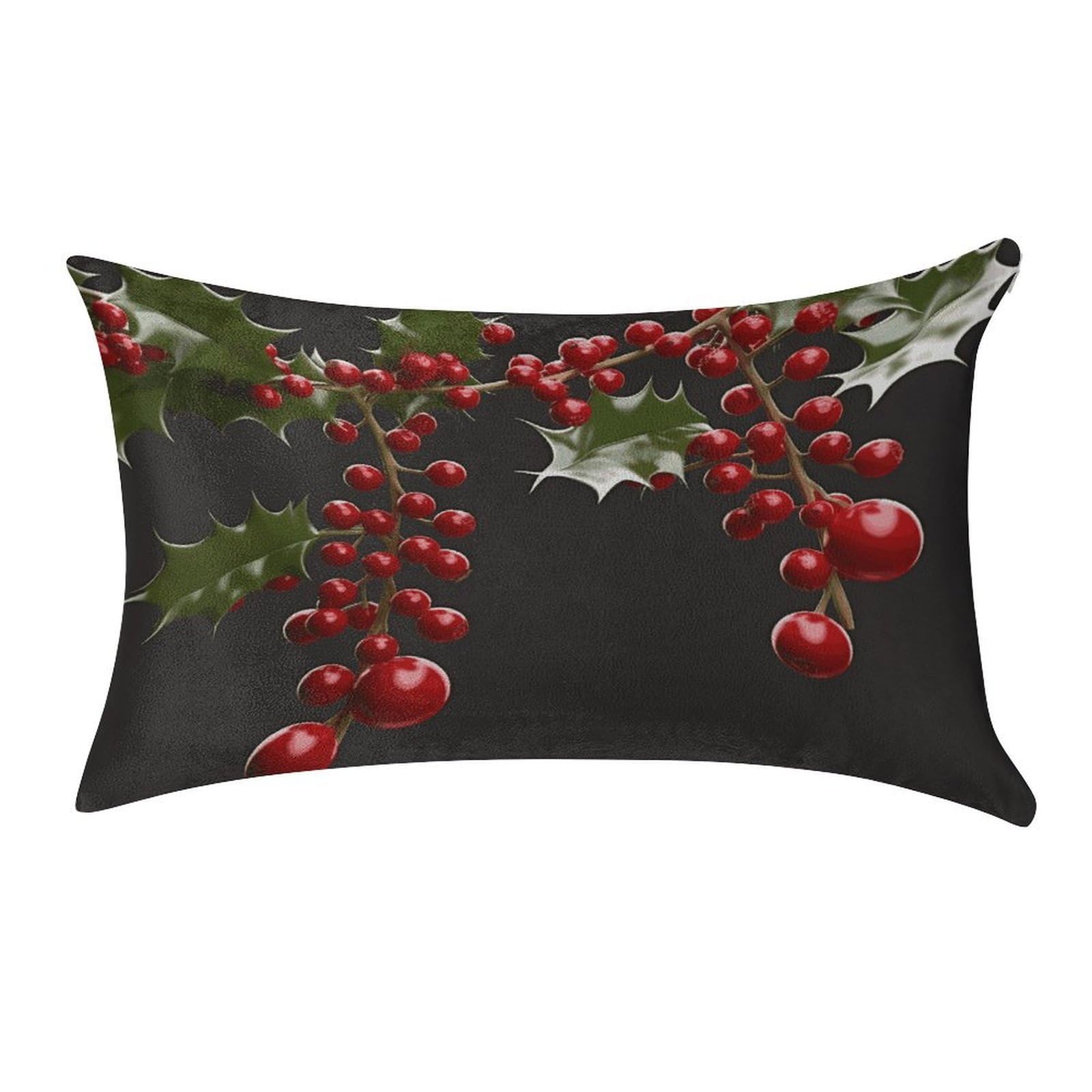Btcowzrv Style Holly Berry Branches Pillow Cover Pillow Case Pillowcase