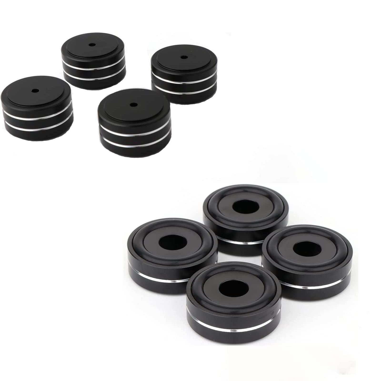 Monosaudio4Pcs 40x20mm Speaker Isolation Feet+4Pcs 40x15mm Speaker Isolation Feet with Non-Slip Rubber Rings for Audio,Speakers, Subwoofers, Home Theater, Turntable DAC Feet Pad (Black Color)