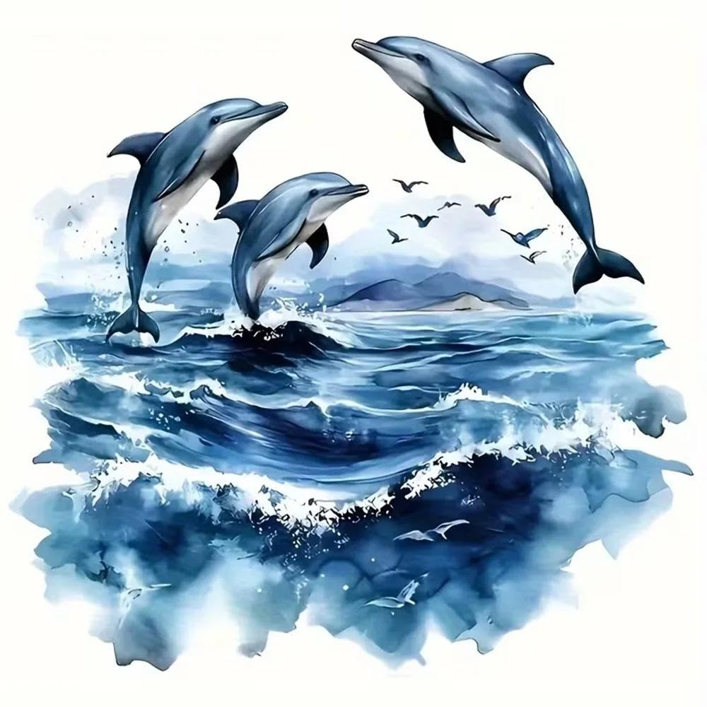 Dolphin and Sea Vinyl Sticker Car Accessories Decor Camper Windows Graffiti Decal(10x9cm)