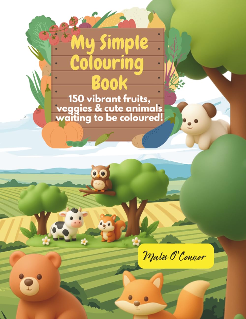 Colouring Book: Fruits, vegetables and animals series