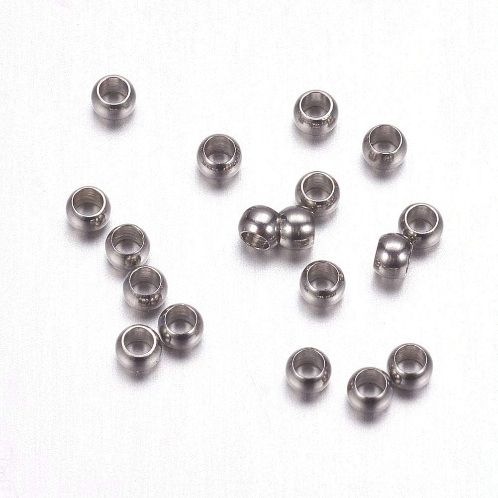 Craftdady 1000pcs 304 Stainless Steel Crimp Beads 2.5mm Rondelle Metal Loose Beads Spacers for Bracelet Jewelry Making