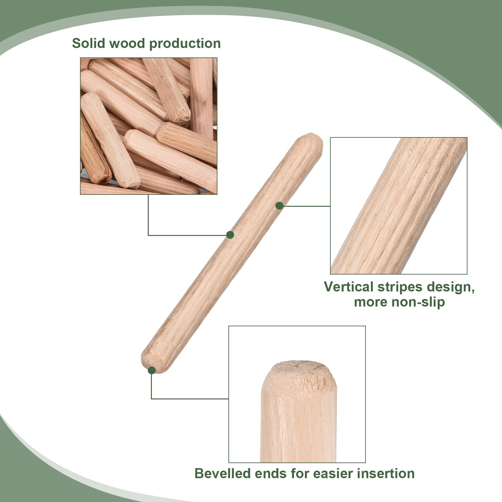 QUARKZMAN 100 stuks houten pluggen pennen 6 x 50 mm houten pluggen, geribbelde stangen, voegen voor houtbewerking, meubels, kunsthandwerk